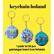 GANTUNGAN NETHERLANDS KEYCHAIN AMSTERDAM MIXED MOTIF ALREADY PACKAGED IN ONE PLASTIC