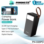 Pineng PN-555 50000mAh Powerbank 22.5W Fast Charging Camping Power Bank Pineng Powerbank PN-555PD Pa