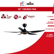 Deka 5 Blade DC Motor Ceiling Fan 56” with Remote Control DC2-311 (Black)
