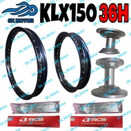 ✤Kawasaki KLX 150 Alloy Rim Hub Spoke Lidi 36H Front Rear Black Hitam 18516 16019 inch 36 Holes Luba