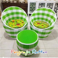 SALE TERLARIS KORSI KURSI BANGKU TERAS GENTONG PUTRI BULAT ANYAMAN ROTAN SINTETIS SET UNTUK MEWAH SU