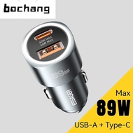 89W USB A Type C Super Flash Charge Car Charger Type-C LED Display Quick Charge USBA Lamp Display Fa