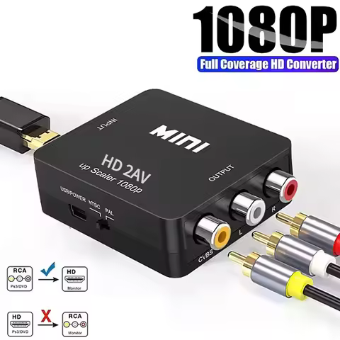 1080P Mini AV to HDmi Converter RCA CVBS to HDmi Adapter AV2HD Video Audio Converter for VCR DVD PS3
