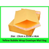 ✅READY STOCK✅ 10pcs Yellow Bubble Wrap Kraft Poly Bubble Mailer Envelope Flyer (Size : 15cm x 21cm)