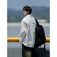 Tie-Dye Handsome Leather Jacket Men's Street Wear Handsome Motorcycle Jacket Niche High-End Stand-Up