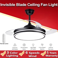 GOGEOUS Fan Light Ceiling 42-inch Invisible Fan With Light Strong Winds DC Motor Ceiling Fan Kipas Lampu Siling 吊扇灯