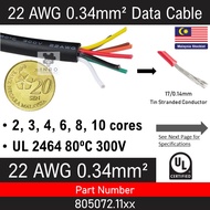 [22 AWG 0.34mm2] 1 meter, 2C 3C 4C 5C 6C 7C 8C 9C 10C cores Non-Shielded Multi-conductor Data Transm