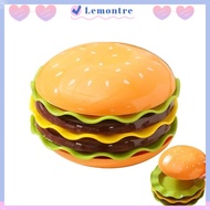 LEMONTRE Stackable Hamburger Plate Set, 5/7 Layers Burger-Shaped Mini Dinner Plate, Funny Multi-func