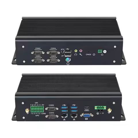 Fanless IPC Mini PC Intel Core i7-9750H 6x COM DB9 RS232 RS422 RS485 GPIO 3*HDMI 6x USB 2*Ethenret W