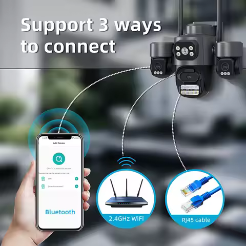 6K 12MP Triple Lens WIFI IP Camera PTZ Auto Tracking IP66 Waterproof Night Vision 2-Way Audio iCsee 