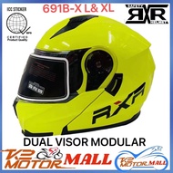 RXR K691B-X Modular Full Face DUAL VISOR Helmet with ICC Washable SIZE: L (59-60cm) XL(62-64cm)