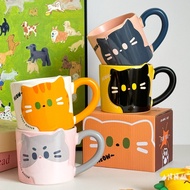 SENSENLIVE coffee cup cat mug with lid mug gift tumbler cute ceramic mug cute mug kids mug 杯子可愛 mug 