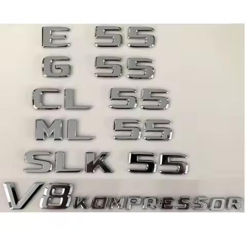 Chrome Silver Trunk Letters C55 E55 S55 G55 CLS55 CLK55 SLK55 GLK55 ML55 CL55 SL55 GL55 V8 KOMPRESSO