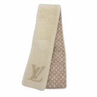 全新☆LOUIS VUITTONM92894 Monogram Shearling 圍巾，LV 標誌，米色，義大利製造，正品，女士，2024 年。