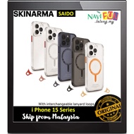 [ for i Phone 15 / 15 Pro / 15 Pro Max ] SKINARMA Saido Mag-Charge Case Clear Smoke Blue Sunburst Fashion Protection