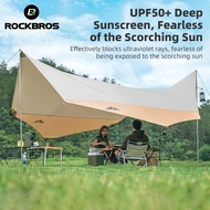 ROCKBROS Silver Coating Camping Tarp Tent 25 ㎡ Waterproof Canopy Octagonal Tent Sunscreen UV Protection Awning Shade 10-12 Person Garden Outdoor Beach Sun Shelter