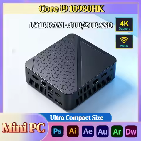 2026 Intel Core i9 10980HK Mini PC 16GB RAM 1TB NVMe SSD Triple 4K WiFi6 Silent Cooling Office Home 