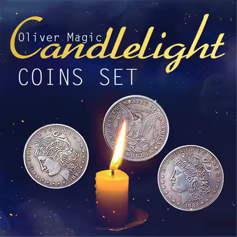 Candlelight Coins Set(1 flipper coin+1 expanded shell+ 3 morgan dollars) Magic Tricks Stage Magia Il