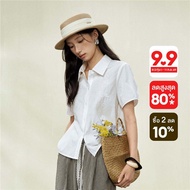 GIORDANO Women Shirt Warm Weather Shirt Non-Elastic Shirt Loose Fit Shirt 18346305
