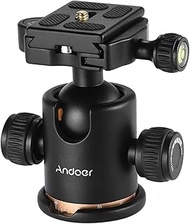 Andoer Tripod Ball Head, 360 Degree Rotating Panoramic Ball Head with Quick Release Plate 1/4 to 3/8