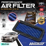 TOYOTA VIOS NCP42 1.5 03-06 Works Engineering Drop In Air Filter Element Enjin Engine High Flow WS-O