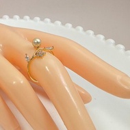 花朵 天然海水珍珠 南洋金珠 純銀 戒指