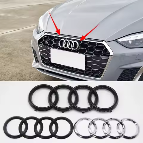 ABS 4 Rings Logo Audi Emblem Car Front Hood Emblem Bonnet Badge Rear Trunk Badge For Audi A3 A4 A5 A