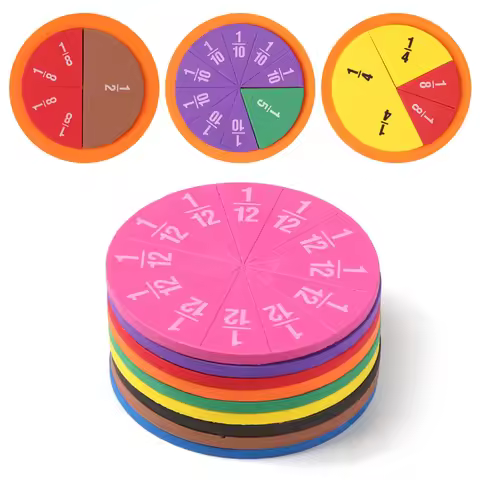 9Set EVA Round Shaped Fractions Instrument Montessori Math Educational Toys Math Learning Tool Stude
