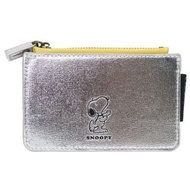 日本 PEANUTS 史努比 SNOOPY 銀色皮革 證件 卡片 散子包