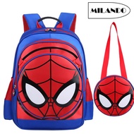 MILANDO Kid Boy Spiderman School Bag Backpack FREE Sling Bag Beg Sekolah