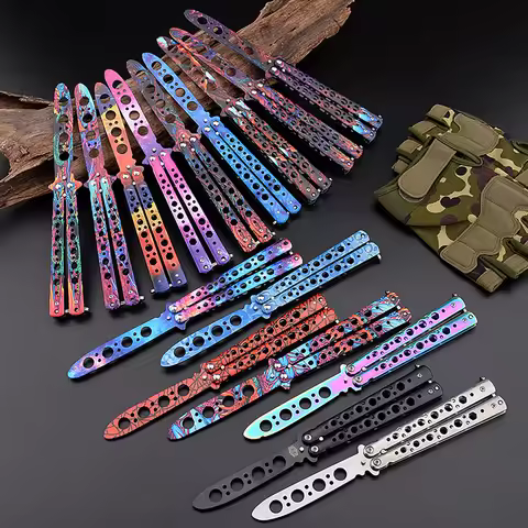 Hot Portable Folding Butterfly Knife CSGO Balisong Trainer Stainless Steel Pocket Practice Knife Tra