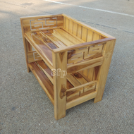 ชั้นวางของชั้นวางรองเท้าชั้นวางหนังสือ2ชั้นลายฉลุขนาด กว้าง62cm ลึก37cm สูง50cm ทำจากไม้สักทอง