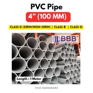 [ 4" x 1 Meter ] 100 MM PVC Pipe/ Grey Pipe / Paip Kelabu/ Paip Air / PREORDER