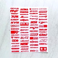 MERAH Mini 4WD Sticker - DTF UV - Exedy KYB HKS - Red