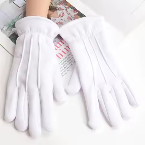 Men White Formal Gloves Guard Santa Man's Butler Inspection Non-Slip Short Full Finger Winter Warm D