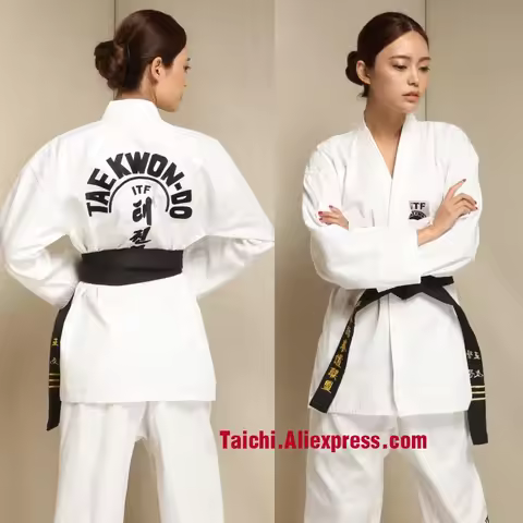 Martial Arts TKD Tae Kwon Do Korea V-neck Adult & Children Taekwondo Dobok for Poomsae & Training,WT
