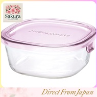 Iwaki Heat-Resistant Glass Storage Container Pink Square S 450ml Rice Portion Pack & Microwave