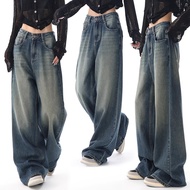 KEYGIRL BAGGY JEANS PANTS WITH RUBBER WAIST WOMEN'S CULOT PANTS JUMBO SIZE S-5XL KOREAN