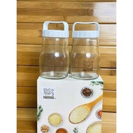 Set of 2 glass jars as a gift from Nestle, capacity 380ml, lid with book handle