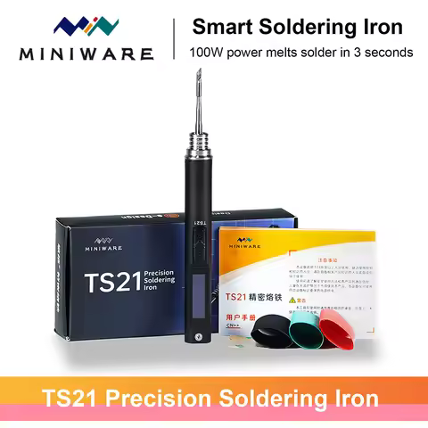 MINIWARE TS21 Precision Soldering Iron Adjustable Temperature PD100W 100-450℃ T210 Portable Repair T