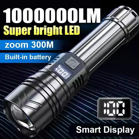 High Power Led Flashlight 1000000LM Powerful Flashlight Portable USB Rechargeable Led Lamp 2000mah E