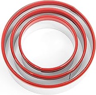 3 Pcs Round Circle Cookie Cutters, 0.4MM Thickness Heavy Duty Food-Grade Stainless Steel, Biscuit Cu