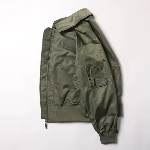 Men's Vintage CWU-45 Flight Jacket Autumn American Military Uniform Aviator Coat Turn Down Collar Re