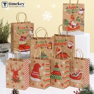 TIMEKEY Xmas Gift Bag Christmas Kraft Paper Bags Candy Cookie Packaging Bag New Year Party for Snack Present Packing Xmas Bag B7C8