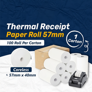 Carton 57x40mm Thermal Paper Coreless Thermal Receipt Paper Roll POS Receipt Kertas Resit Cash Regis