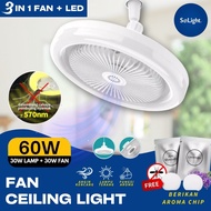[Solid] Hanging Ceiling Fan Light Remote E27 Bedroom Ceiling Fan LED Light