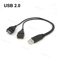 30cm USB 2.0 USD A 1 Male Plug To 2 way Female Splitter Socket USB 2.0 Extension cord Data Cable Pow
