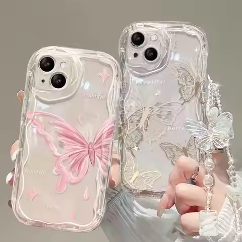 Butterfly Hand Chain Phone Cases for OPPO A78 A79 A98 A58 A38 A18 Reno 12 11 11F 12F 8Z 7Z 8T 8 7 6 