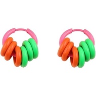 80s Neon Earrings for Women Colorful Round Hoop Earrings 3 pairs Retro Geometric Acrylic Small Huggi