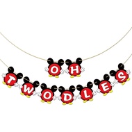 Oh Twodles Banner, Happy 2nd Birthday Party Decor for Boys, Red Mouse 2nd Birthday Party Decorations